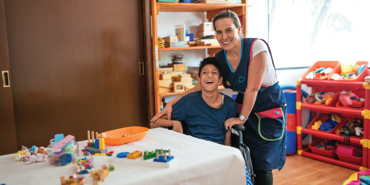 Young person with carer