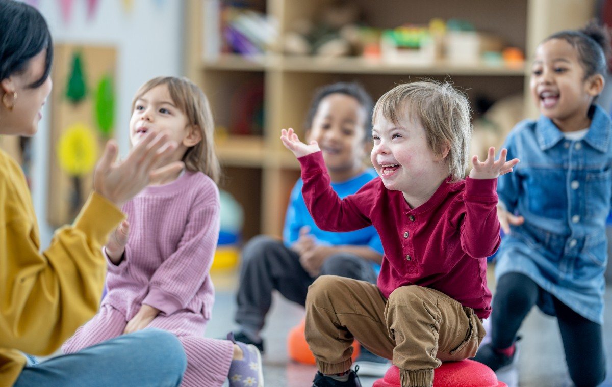 happy toddlers in nursery setting 