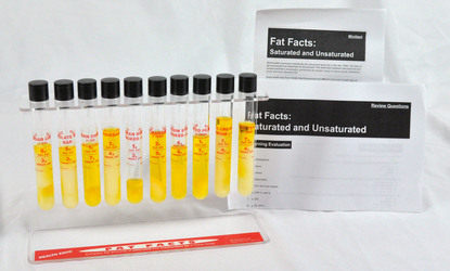 test tubes showing how much saturated/unsaturated  fats are in foods