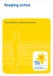Yellow and white leaflet cover with white outline of a person walking 