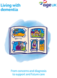 Leaflet cover, with colourful scrapbook showing memories 