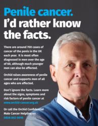 Male on the right hand side with facts on penile cancer 