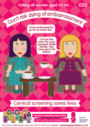 A poster of two women sitting in chairs