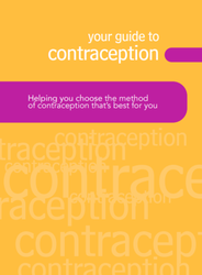 Orange and pink leaflet cover titled: Your guide to contraception 